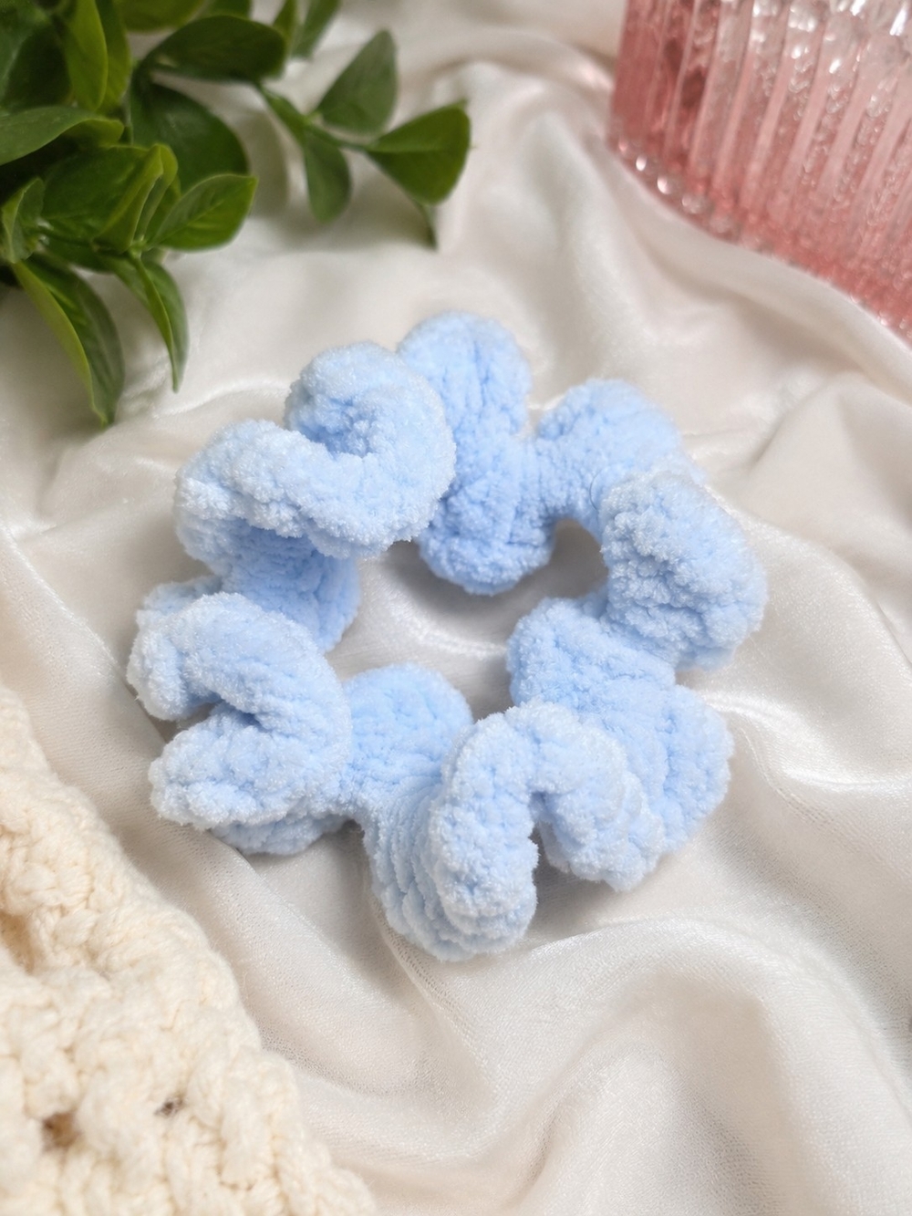 Plush Light Blue Cloud Scrunchie